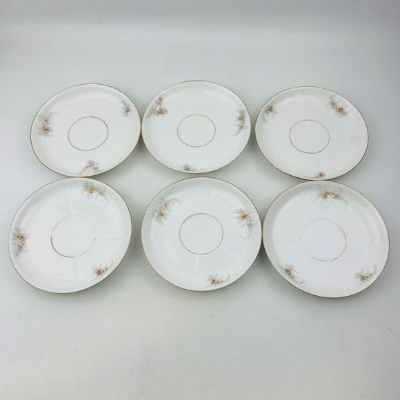 Limoges Elite 6 Cup & Saucer Set Lot Pink Yellow Floral Spray Gold Rim J.Mc.D&S - Picture 4 of 14